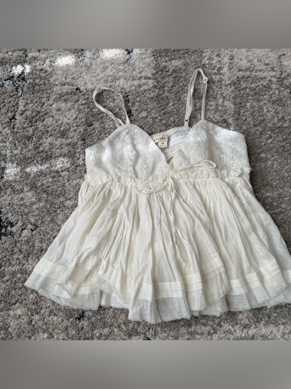 Aeropostale Ivory Lace Bodice Spaghetti-Strap baby doll top size xs